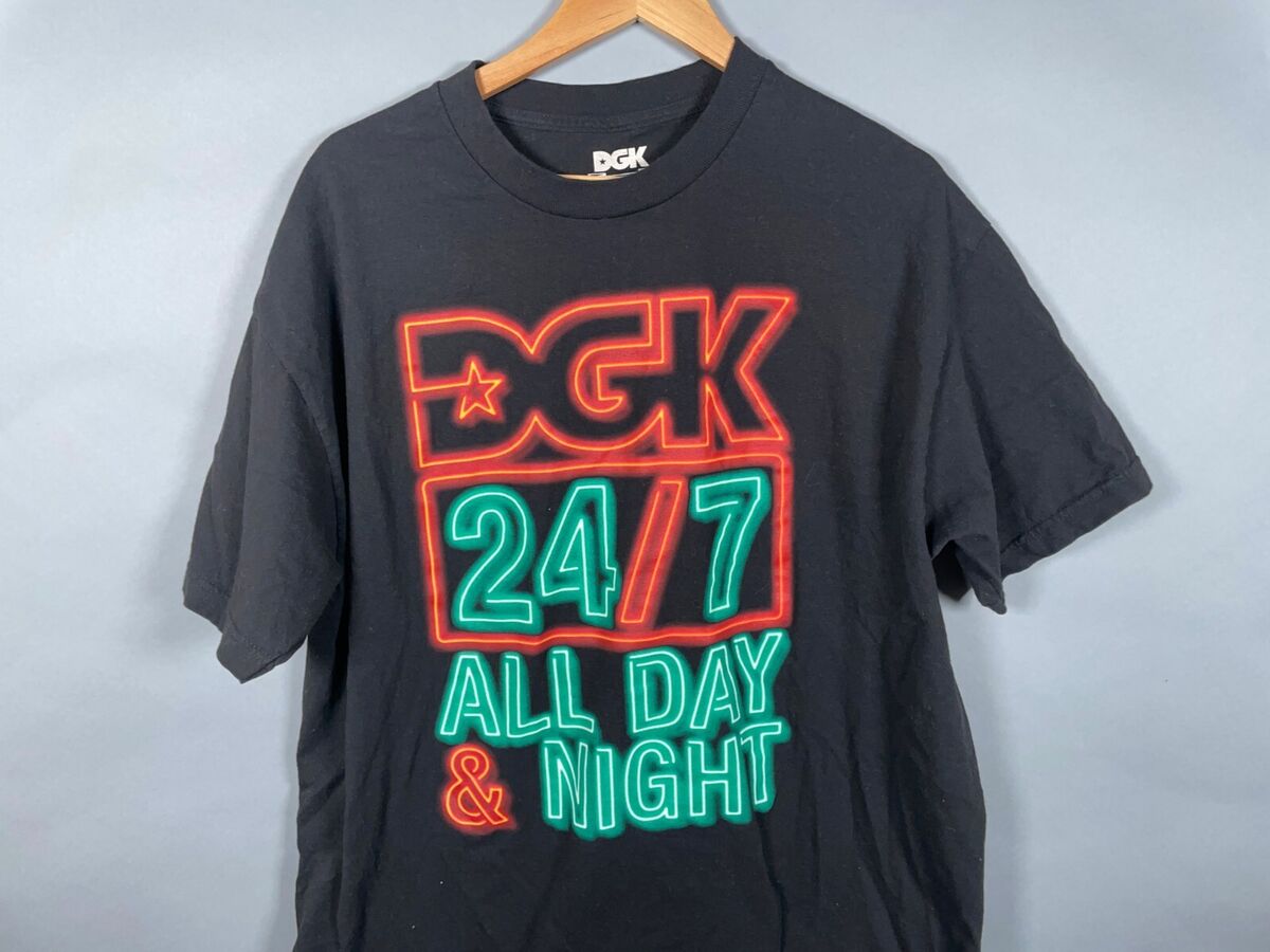 DGK 24/7 All Day & Night Neon Sign T-Shirt Adult XL Black DGK 24/7 All Day & Night Neon Sign T-Shirt Adult XL Black