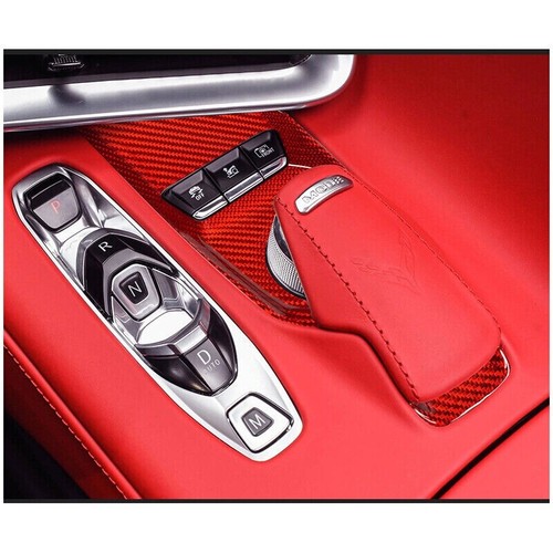 C8 Corvette Red Real Carbon Fiber Mode Selector Plate Cover Interior Console - Picture 5 of 5
