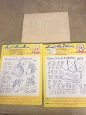 Lot Of 3 Aunt Martha's Hot Iron Transfers 3704 3929 3932 Monogram Cross Stitch
