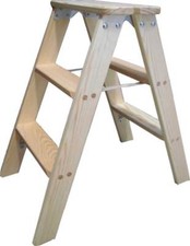 Doppelstufenleiter 2x 2-7 Stufen Holz Deko Holzleiter Stufenleiter Tritt Bock
