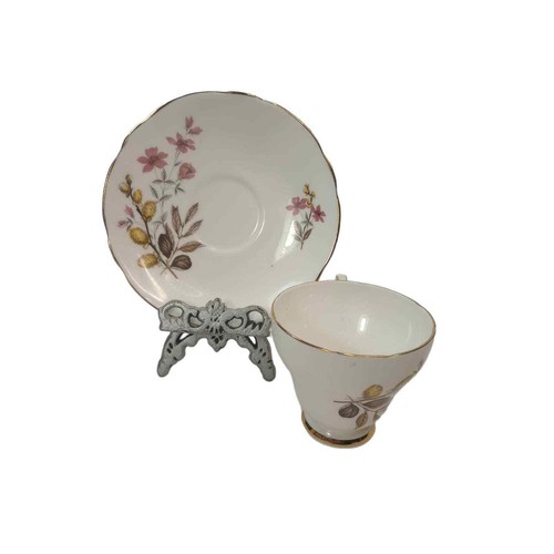 Royal Kendall Bone China Footed Cup and Saucer Flower Gold Accent EUC - Picture 2 of 4