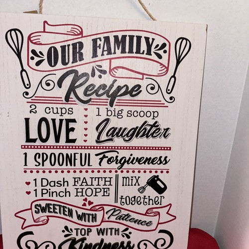 Our Family Recipe Live Edge Board Wooden Decor/Sign 16” tall x 12.5" wide - Picture 2 of 5
