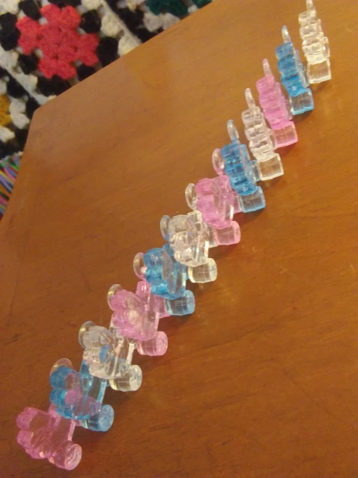 Juego de 12 (4) dijes decorativos para cochecitos planos de cada uno: rosa azul y transparente-todo ver a través Foto 4 de 4