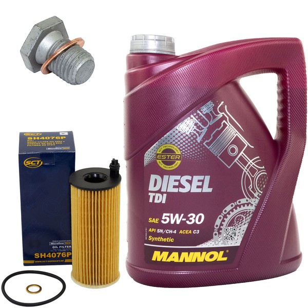 MotoröL Set 5W-30 5 Liter + ÖLfilter SH 4076 P + Schraube FüR BMW 3Er 5Er Mini-image
