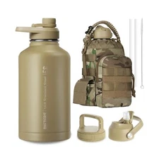 OneTigris Tactical Half Gallon Water Bottle with Straw - 64 oz Vacuum Insulat...