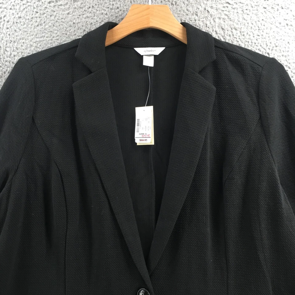 Christopher & Banks CJ 开衫夹克女式 3X 24W Plus 黑色棉混纺新品 — 第 2/4 张图片