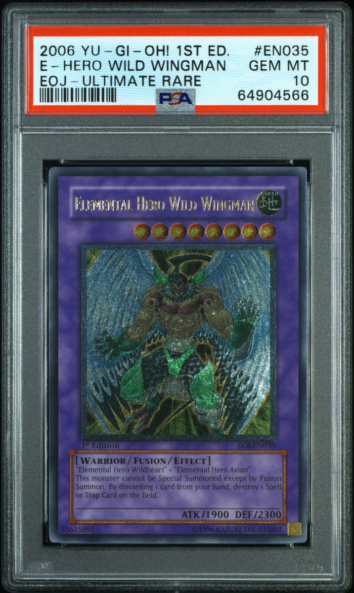 YUGIOH 1ST EOJ-EN035 ELEMENTAL HERO WILD WINGMAN ULT PSA 10 YUGIOH 1ST EOJ-EN035 ELEMENTAL HERO WILD WINGMAN ULT PSA 10