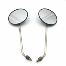 Black Pair 5" Round Long Stem Mirrors 8mm For Honda Kawasaki Suzuki Cruise