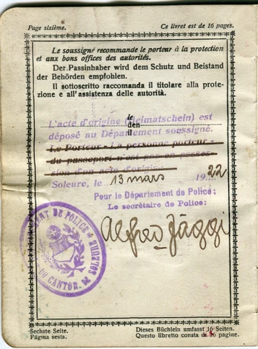 1923 Switzerland Passport with US Visa Stamps & Consulate Receipt Free Shipping - 画像6/16