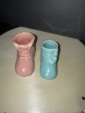 Vintage Ceramic Baby Shoes Pink And Blue