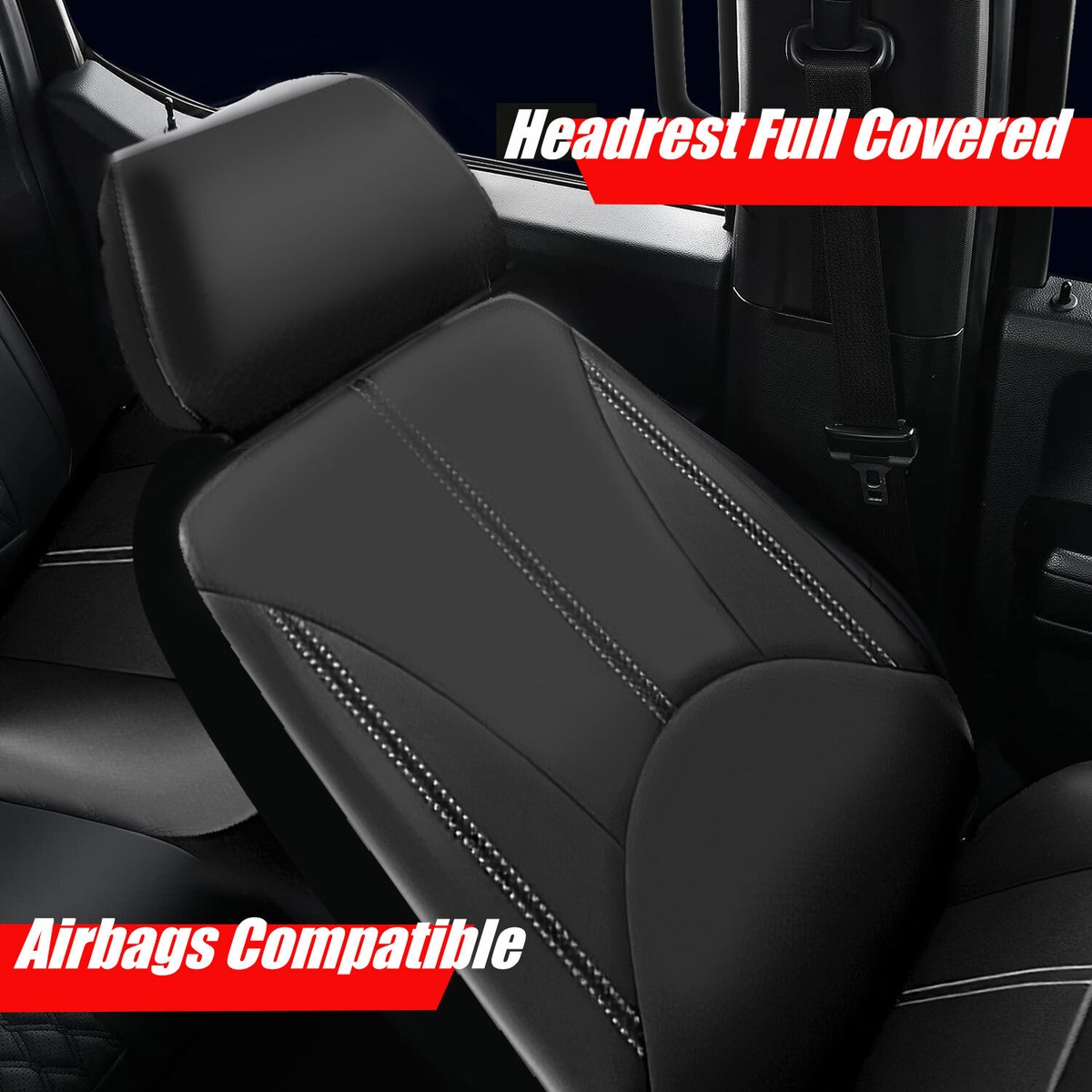 Lxvunan Luxury PU Leather Front Seat Cover - Non-Slip Universal Fit For 95% Of Sedans, SUVs, Trucks (1 Piece, Black)