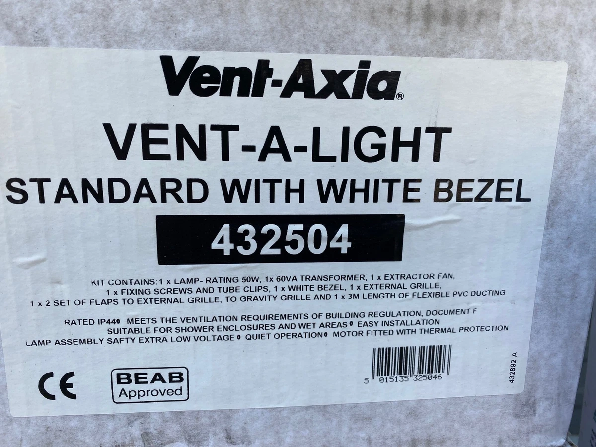 Vent Axia Vent a Light Standard With White Bezel Shower Fan u0026amp; Light Kit  432504 | eBay