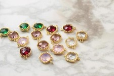 4pcs CZ Pave Square Charm,Cubic Zirconia Square Pendant,Zircon Crystal Charm