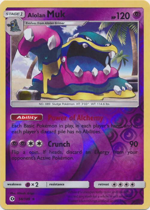 Alolan Muk - 58/149 - Holo Rare - Reverse Holo NM, English Pokemon Sun & Moon Ba