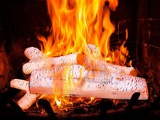 6 Pieces Set Realistic Flame Large Ceramic Wood Fireplace Logs Firepit Log Set