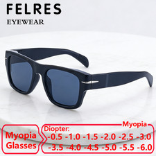 New Square Tinted Myopia Nearsighted Glasses Men Women Outdoor Shade Sunglasses