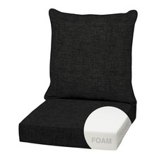 Arden Outdoor Deep Seat Cushion Set, Foam, 22x24, Black