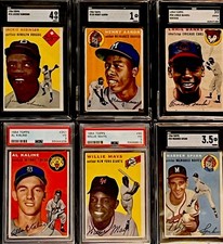 Nice 1954 Topps Baseball Complete Set 18 graded (3.0) Aaron Kaline and Banks RCs