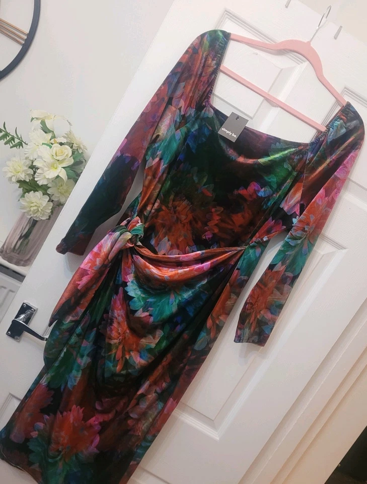 Ladies Size 22 24 Velvet Long Sleeve Dress Xmas Cruise Wedding Party Bnwt Curves - Image 3 of 4