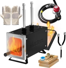 MMasters 2 Burner Propane Forge Kit – Square Mini Gas Forge with Base for Knife