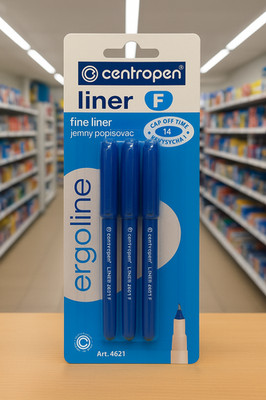 CENTROPEN BLAU FEINER LINER 3ER PACK FÜR HOCHWERTIGES GLATTES SCHREIBEN IN SCHULBÜROS