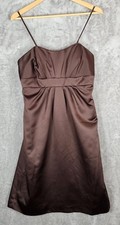 Alfred Angelo Sz 8 Formal Dress Chocolate Brown Satin Empire Waist Cocktail