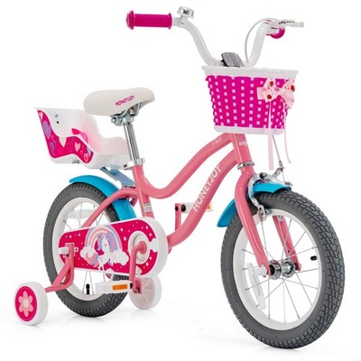 14 Inches Kids Bicycle w/Training Wheels & Basket for Boys & Girls Age 3-5 Years