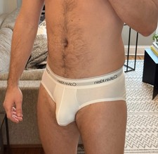 NWT Calvin Klein White Cotton Hip Briefs, Size Medium.