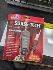 SWISS TECH TRANSFORMER 6-in-1 FOLDING STAINLESS STEEL SCREWDRIVER SET   KEY RING