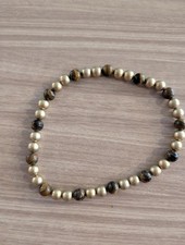 Elegancka bransoletka stretch brąz i złoto z koralików