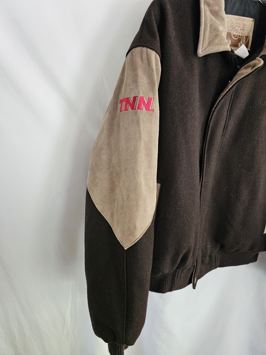 VTG Wrangler PBR Bud Light Cup ジャケット Vintage Wrangler Bud Light Cup Pbr Wool Leather Jacket Large
