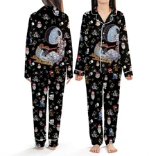Star Wars Space Ship Battle Sleigh Ride Galaxy's Edge Satin Pajamas Set