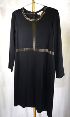 MISOOK GOLD STUDDED LONG LEEVE BLACK DRESS SZ M