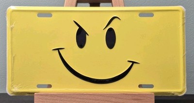 Smirk Face License Plate | Embossed Aluminum Car Tag | Sign 