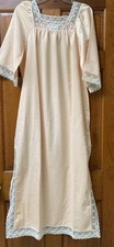 Vintage Givenchy Paris Brushed Satin  Lace Long Nightgown Peach Size Small