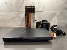 Sony PlayStation 2 Slim Black Console Bundle with Cords, Games Tested