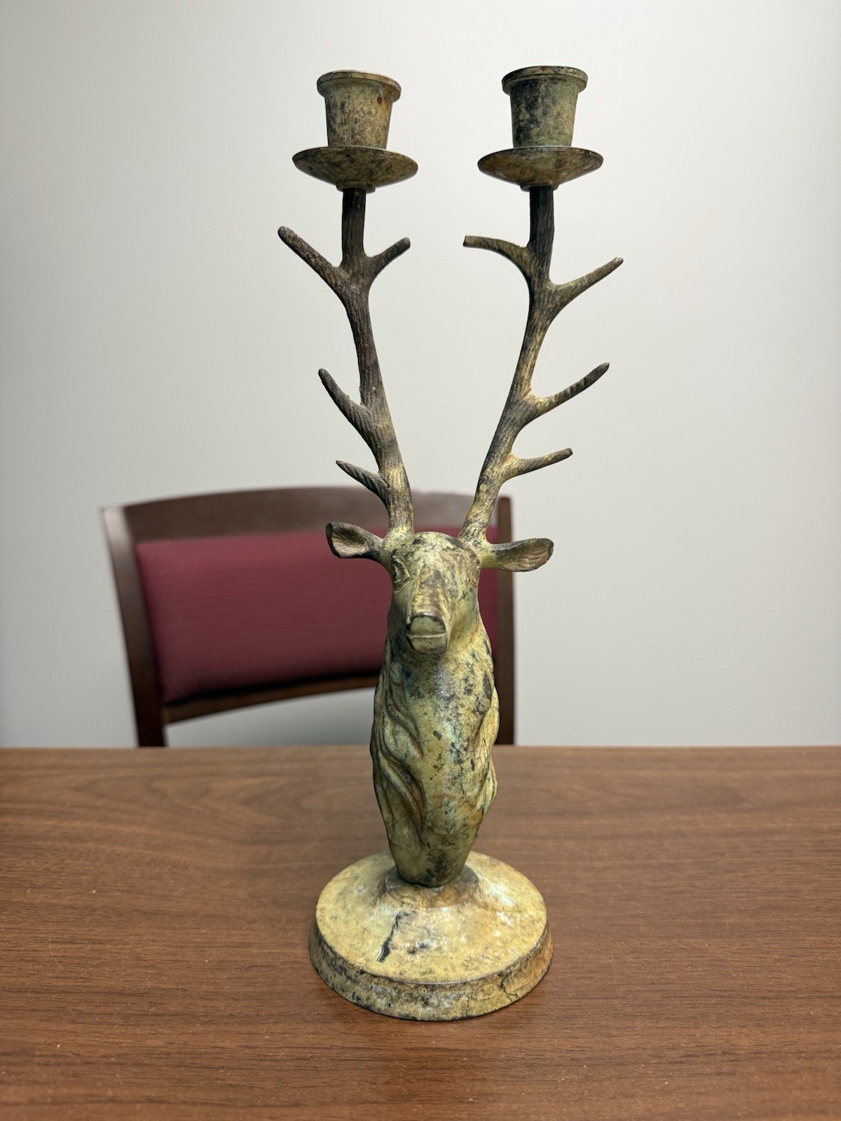 &bull; Double Antler Candleabra &bull; Verdigris Finish