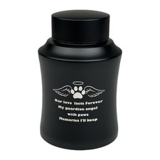 Black Stainless Steel Pet Urn for Ashes   Medium Cremation Urn for Dogs an