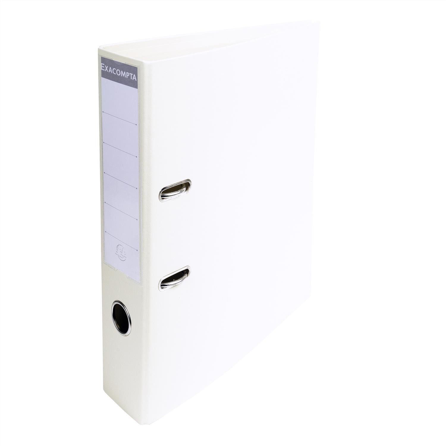 Exacompta Classeur à levier PVC blanc 70mm lot de 3 Premium pour archive durable