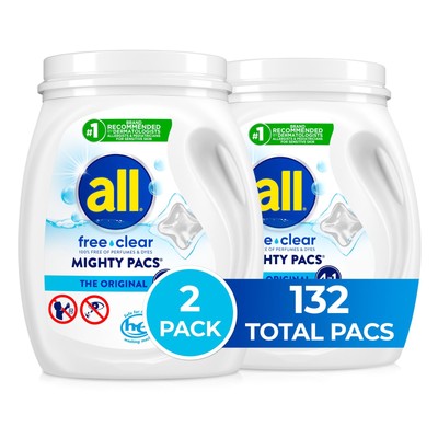Mighty Pacs with stainlifters free clear Laundry Detergent, Free Clear for Se...