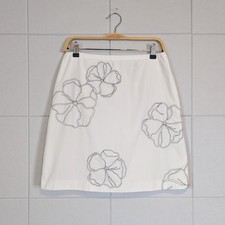 Vintage 90s Casual Corner Cotton Minimalist Flower Stitch Short Skirt Size 10