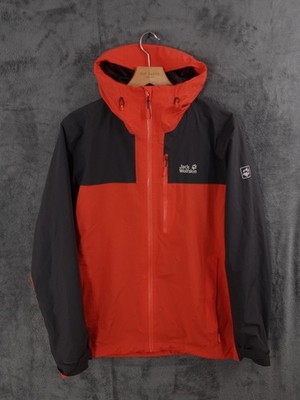 Jack Wolfskin Jacket Mens Medium Red Waterproof Rain Coat Outdoor Walking Hiking