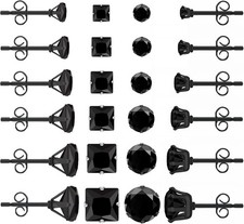 12 Pairs Stud Earrings for Women Hypoallergenic Stainless Steel with Cubic Zirco