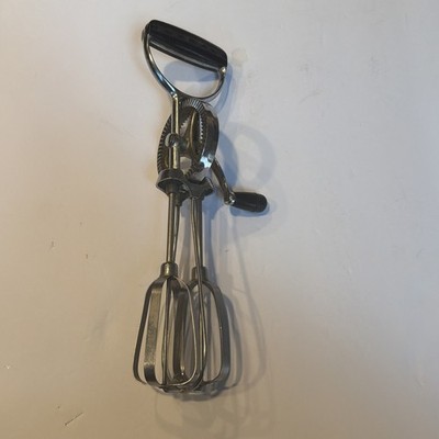 Vintage ECKO Best Egg Beater Stainless Steel Hand Mixer Black Handle