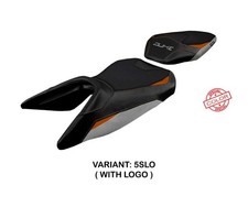 Seat saddle cover Haiti Silver Orange SLO + logo TPZ KTM 390 Duke 2017 2023