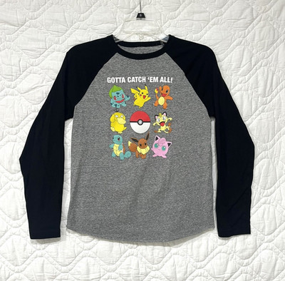 Pokemon Characters -  Gotta Catch  Em All!    Long Sleeves   Size Youth Large