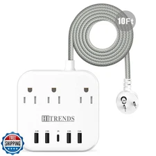 Power Strip, HITRENDS Surge Protector with 3 Outlets 4 USB Ports and 1 Type-C