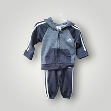 Adidas Baby Size 6 Months Black Gray Hoodie Track Jacket Black Sweatpants