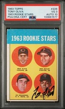1963 Topps #228 Rookie Stars Tony Oliva PSA/DNA 3 AUTO 10 HOF TWINS