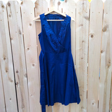 Mango MNG Suit Sleeveless Purple Faux Wrap Midi Dress Women's Size 8 Belted